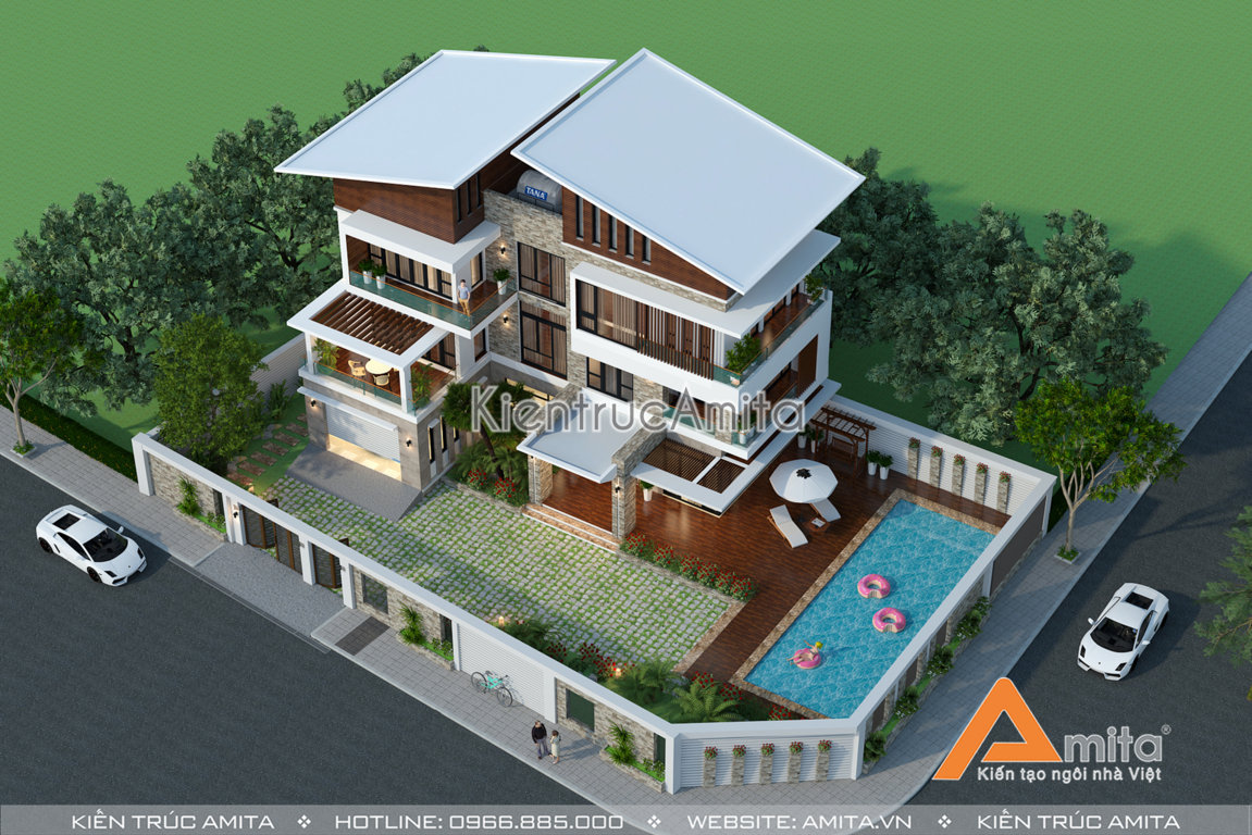 Thiết kế biệt thự 3 tầng phong cách hiện đại