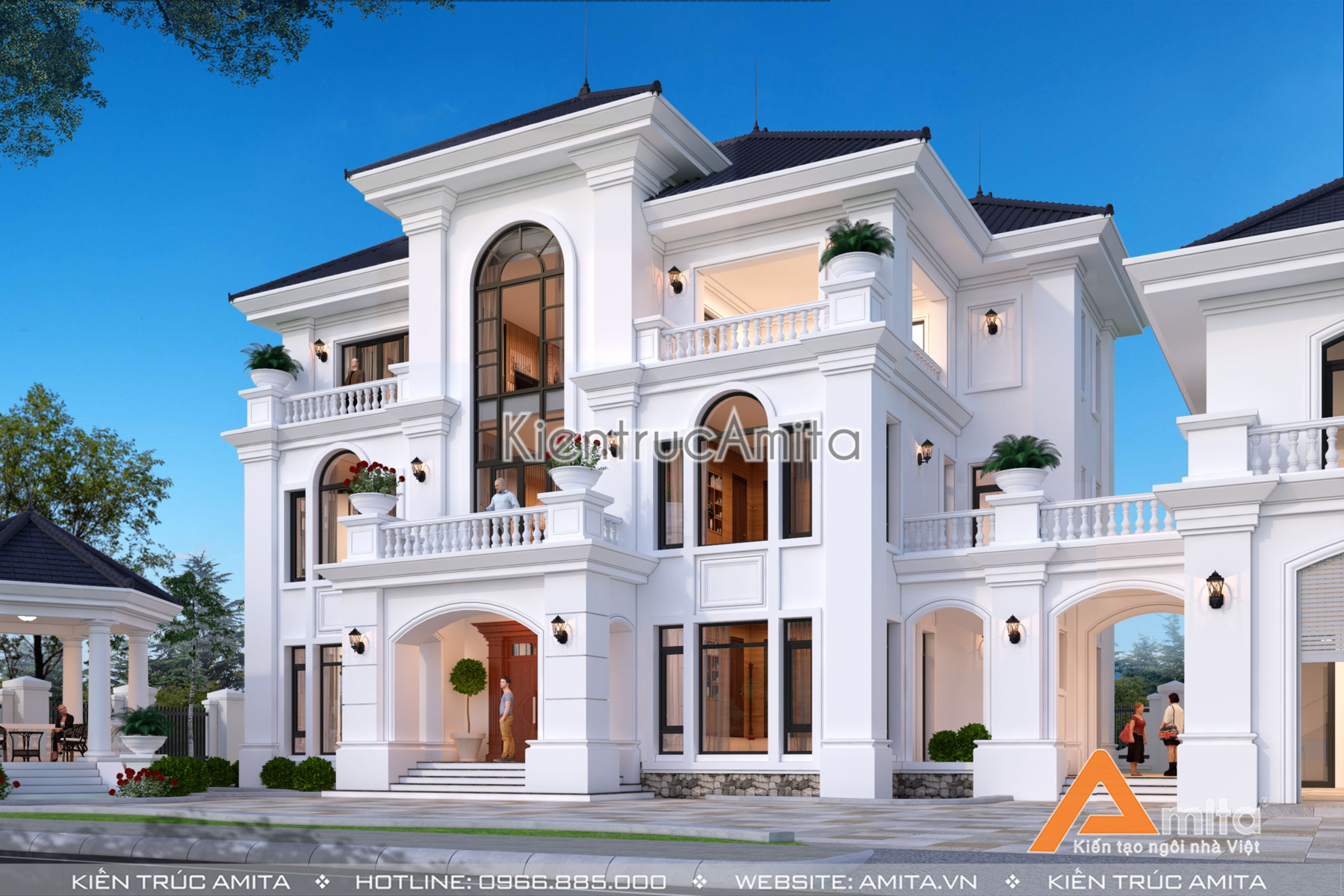 Mẫu biệt thự tân cổ điển đẹp 3 tầng