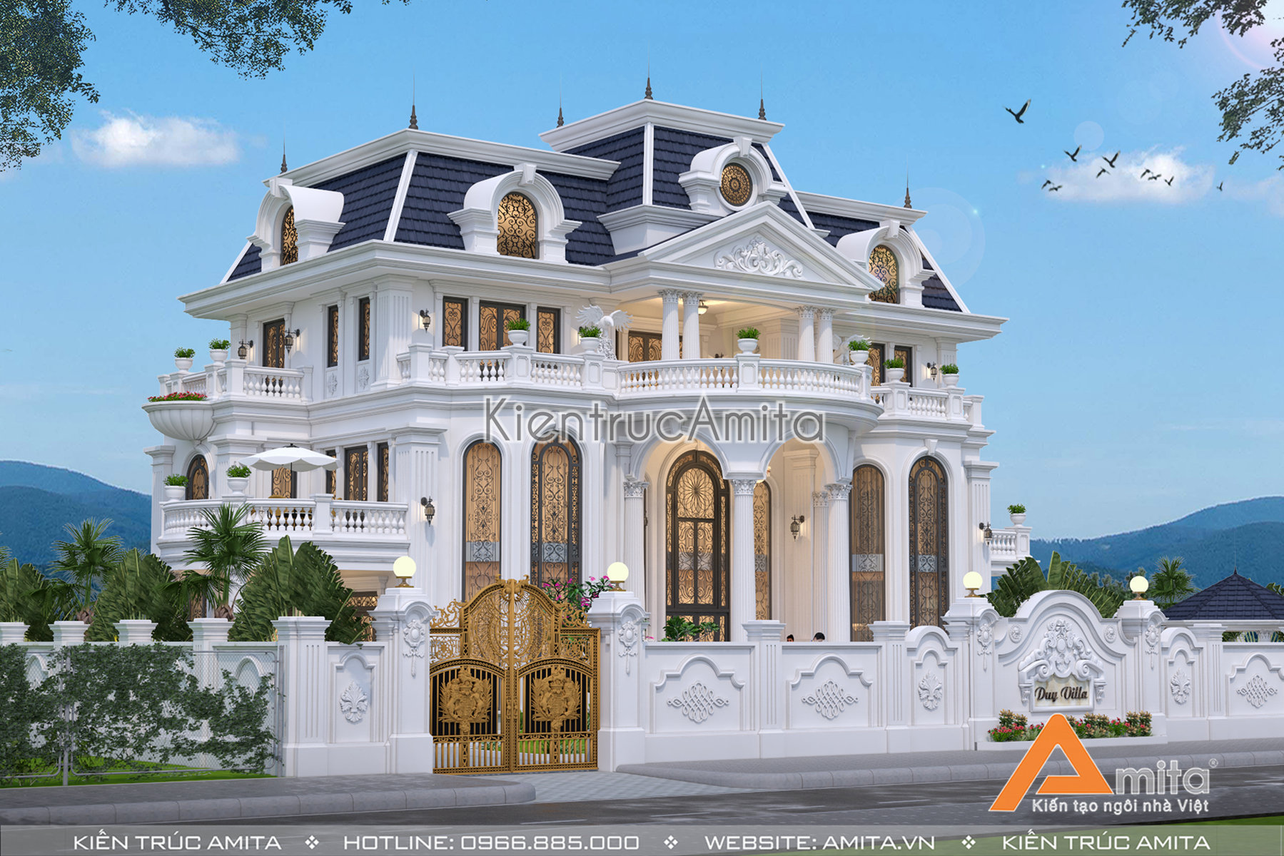 thiết kế biệt thự lâu đài 3 tầng