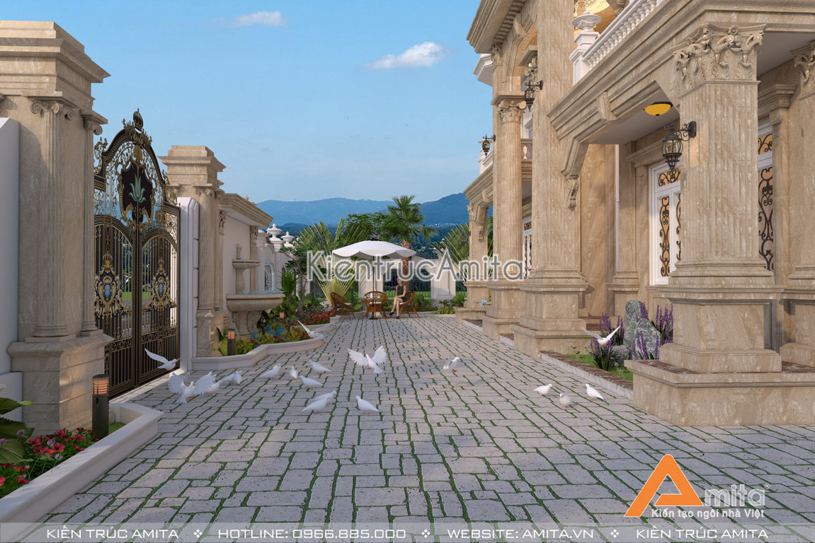 Mẫu biệt thự tân cổ điển 3 tầng kiến trúc Pháp đẹp 