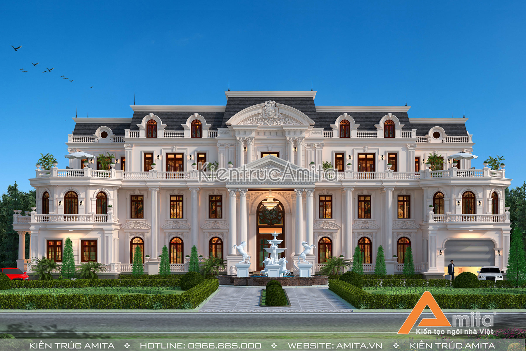 Mẫu dinh thự 3 tầng phong cách Pháp 