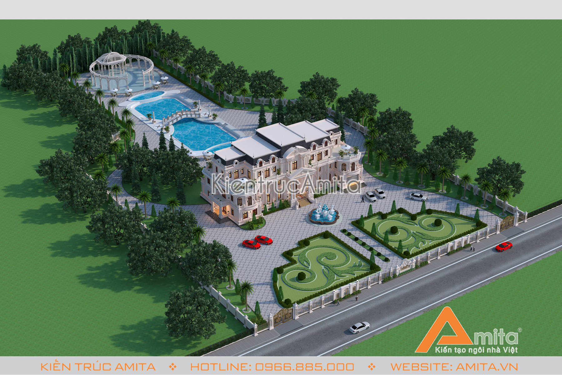 Mẫu dinh thự 3 tầng phong cách Pháp 