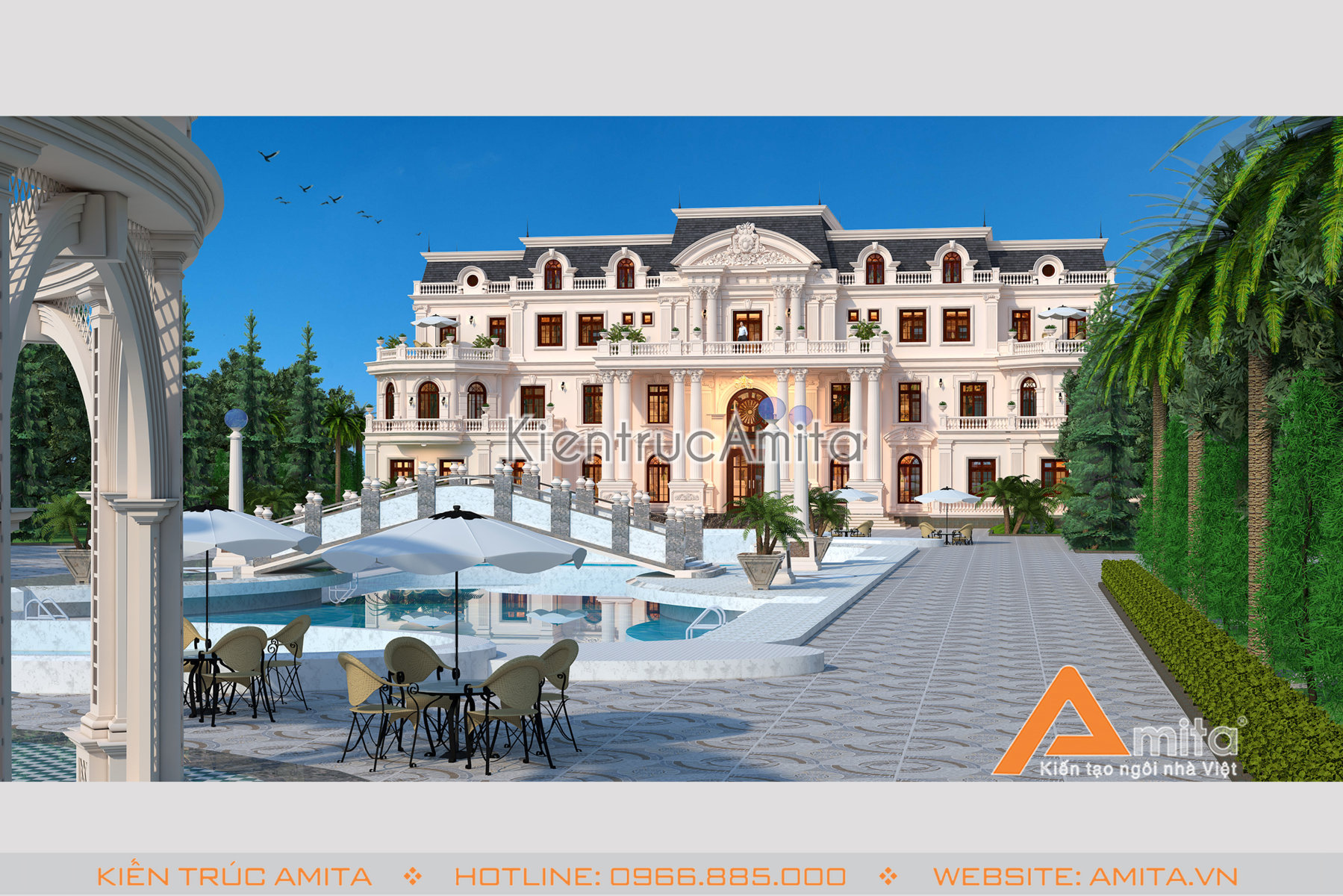 Mẫu dinh thự 3 tầng phong cách Pháp 