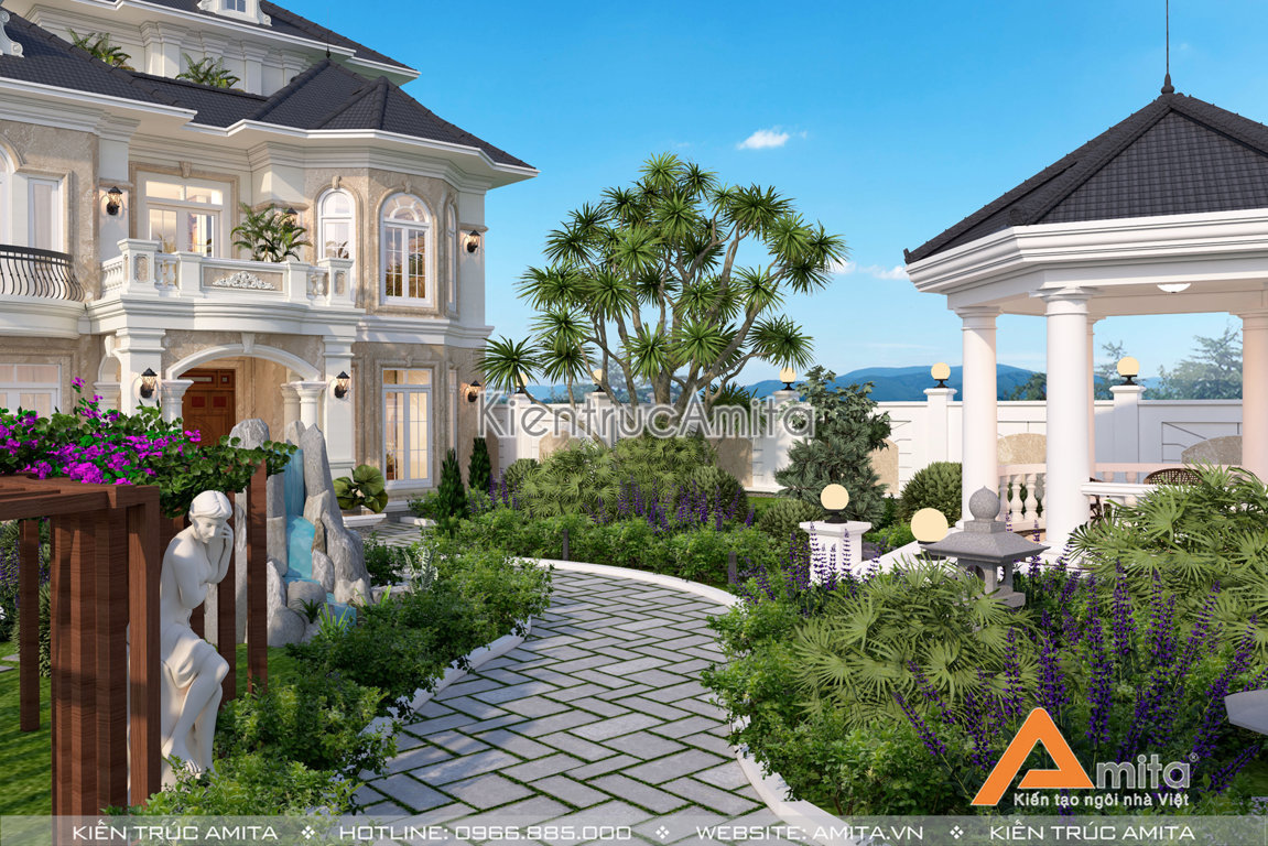 Mẫu biệt thự vườn tân cổ điển 3 tầng đẹp