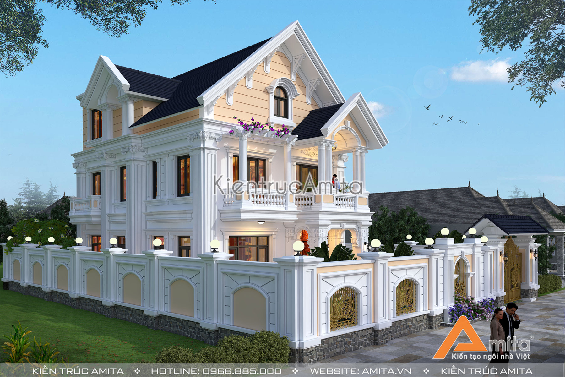 Mẫu biệt thự 2 tầng tân cổ điển đẹp