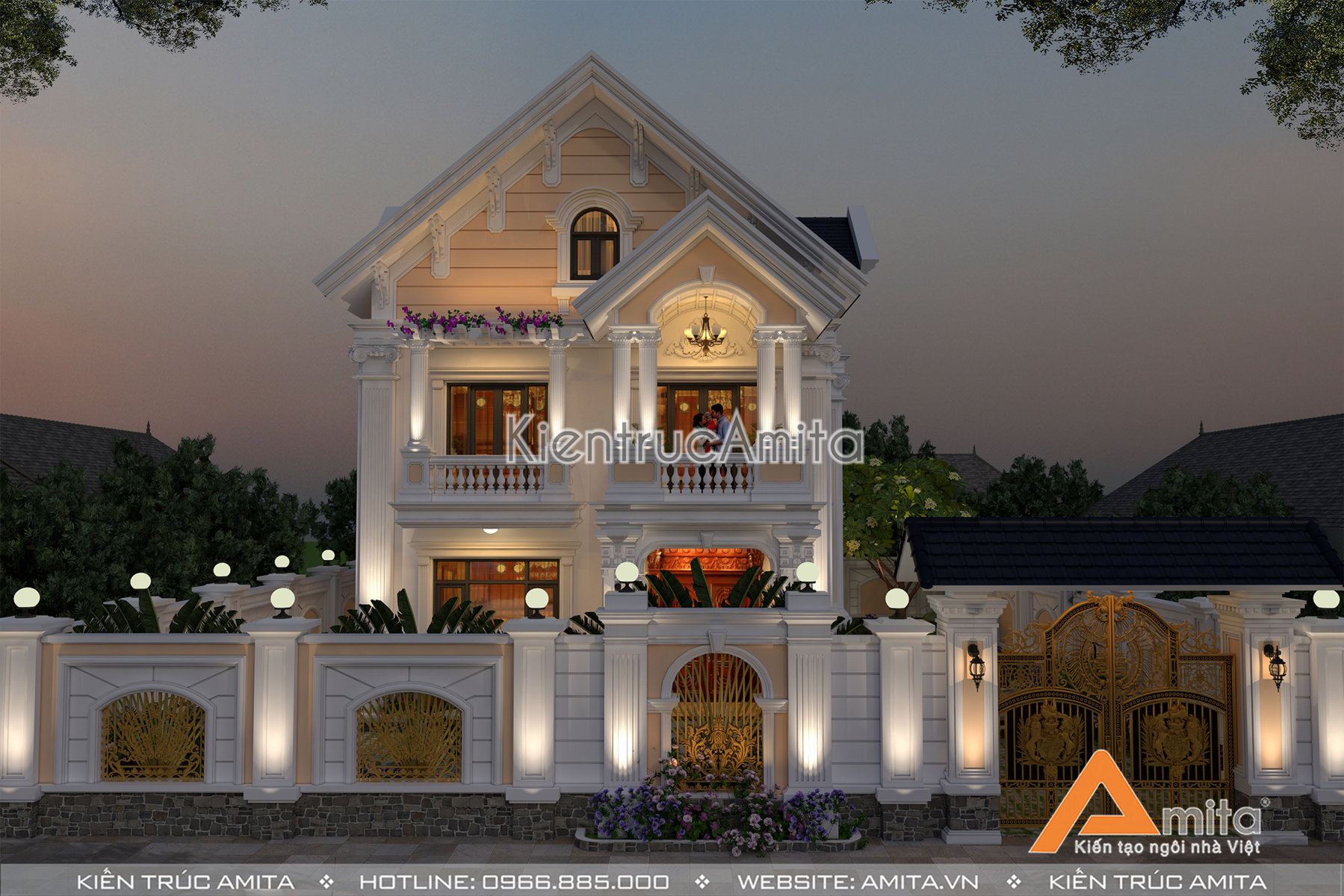 Mẫu biệt thự 2 tầng tân cổ điển đẹp