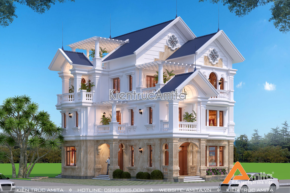 Thiết kế biệt thự 3 tầng tân cổ điển