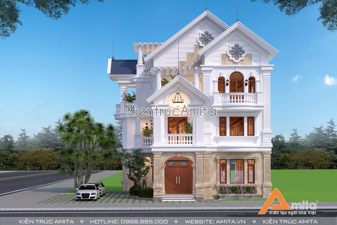 Thiết kế biệt thự 3 tầng tân cổ điển