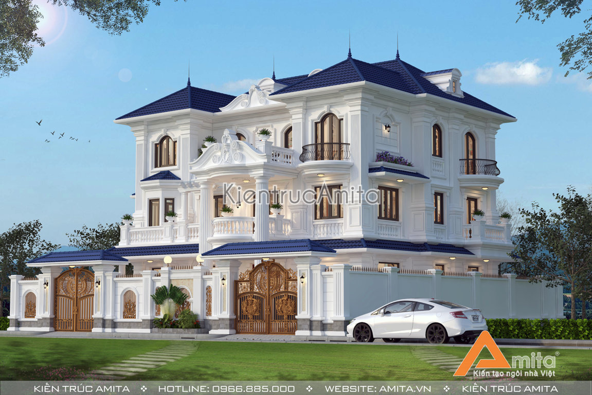 Mẫu thiết kế biệt thự 3 tầng tân cổ kiểu Pháp