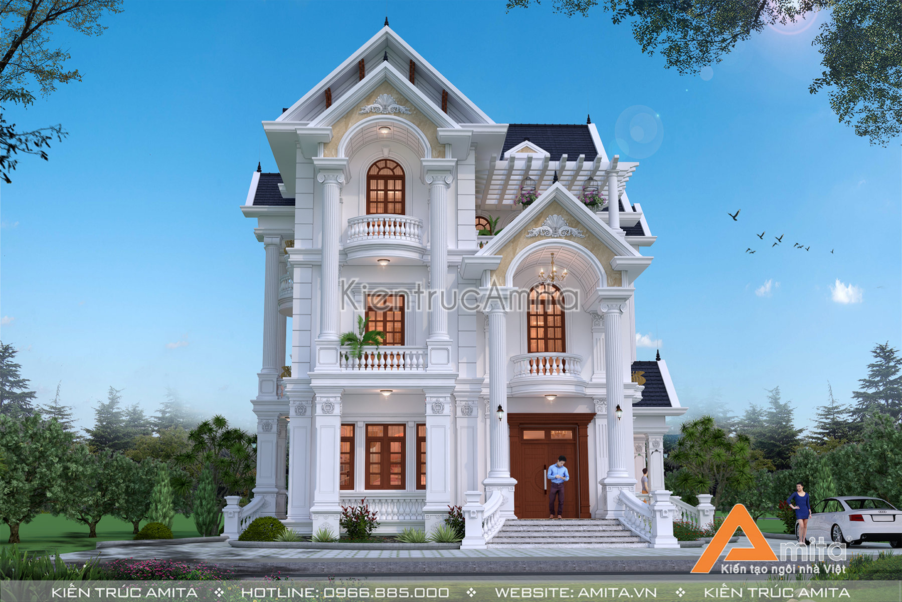 Mẫu biệt thự tân cổ điển 3 tầng