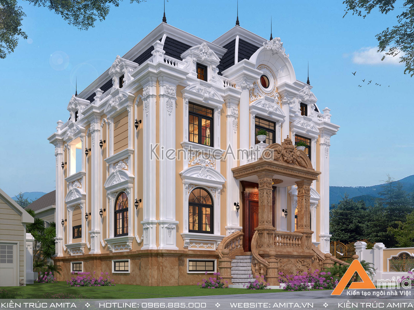 biệt thự tân cổ điển 3 tầng kiểu pháp