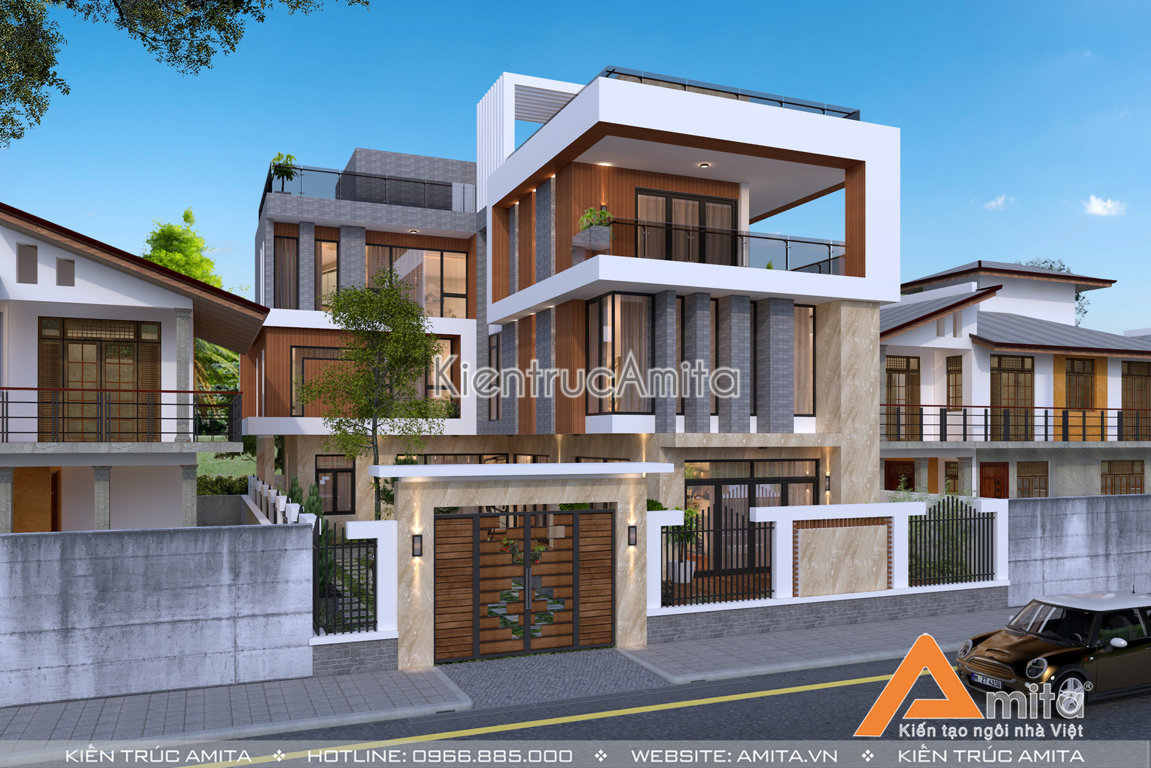 Mẫu thiết kế biệt thự hiện đại có bể bơi