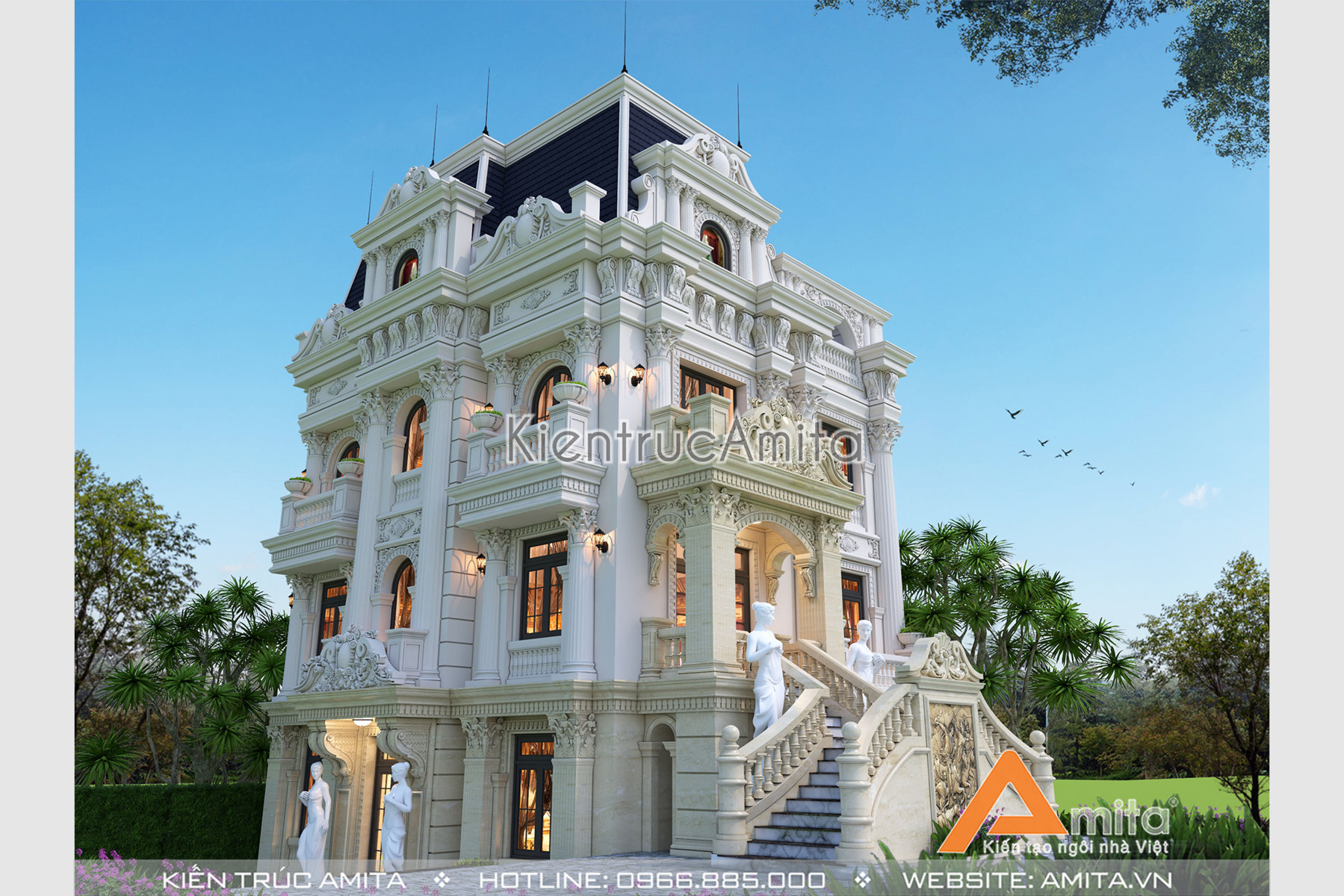 Mẫu lâu đài biệt thự cổ điển đẹp