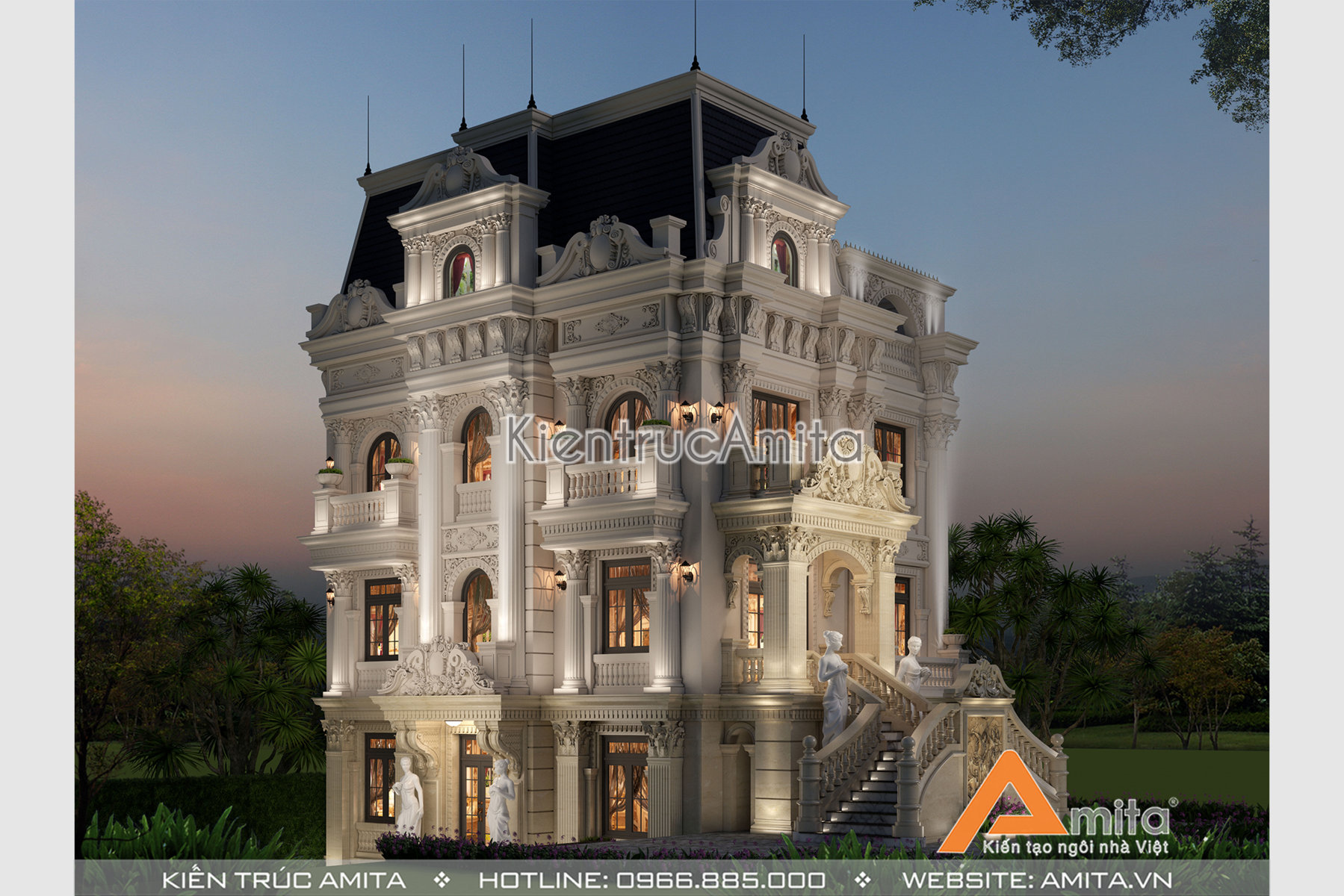Mẫu lâu đài biệt thự cổ điển đẹp