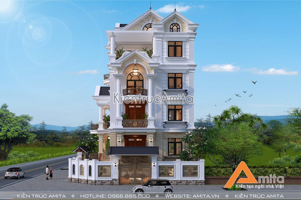 Thiết kế biệt thự 5 tầng tân cổ điển Pháp