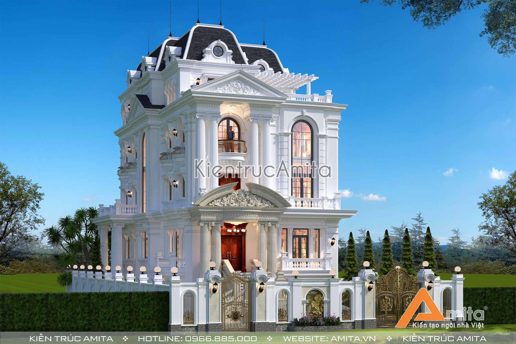 Mẫu dinh thự biệt thự kiểu Pháp đẹp