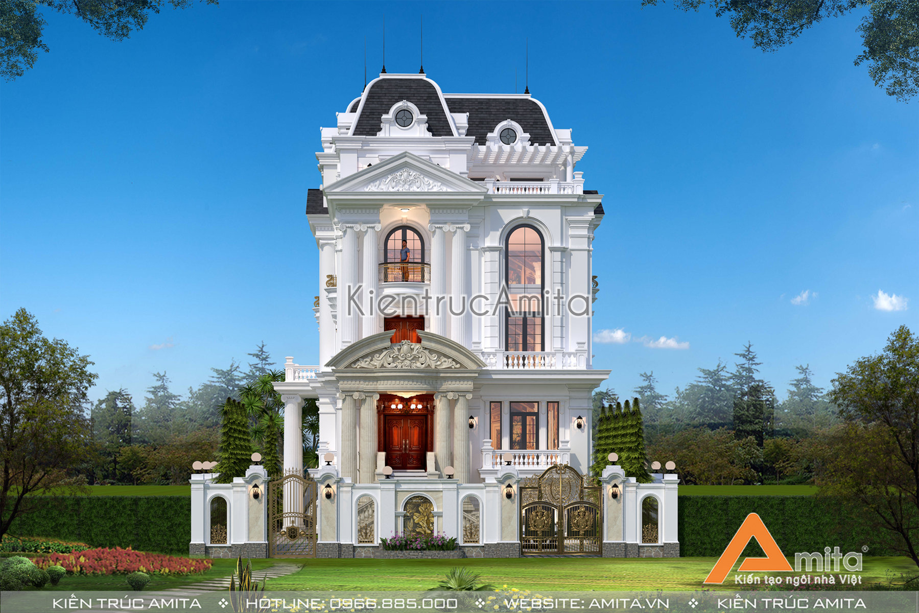 Mẫu dinh thự biệt thự kiểu Pháp đẹp