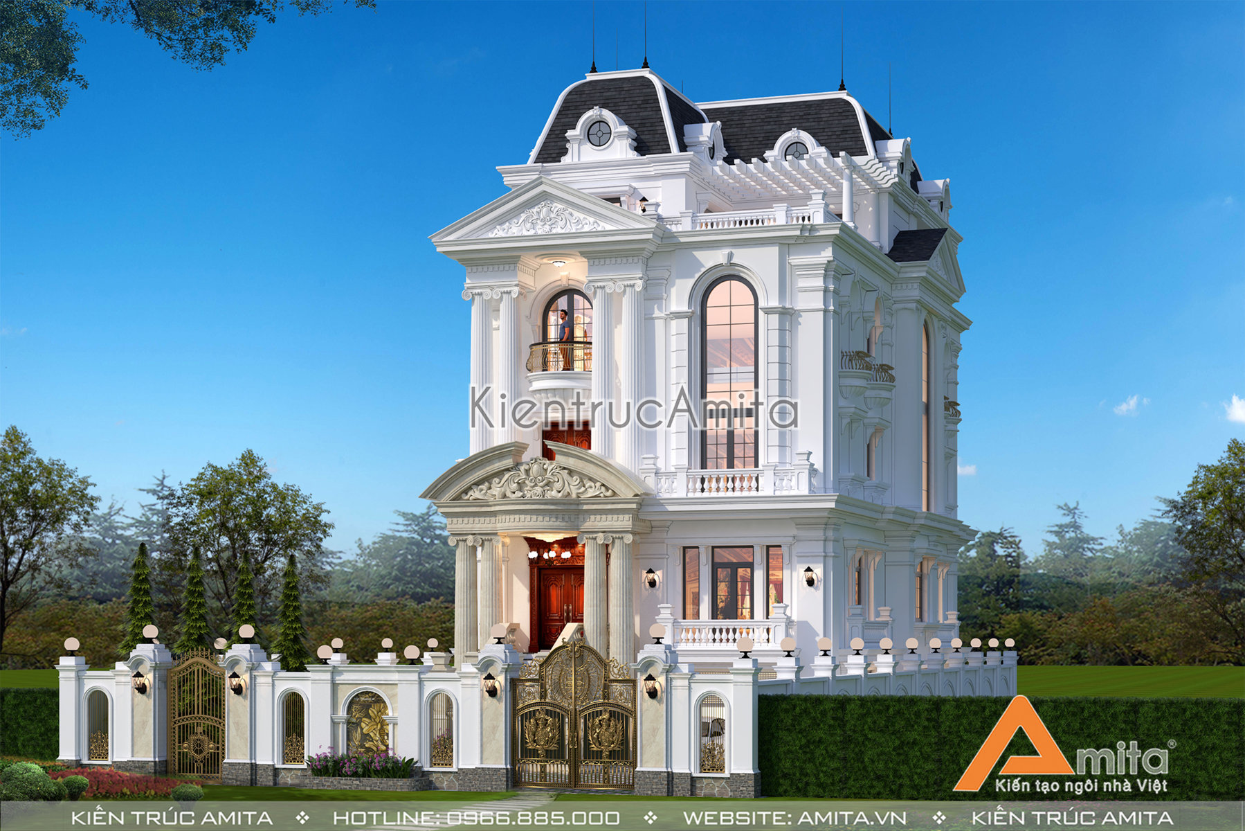 Mẫu dinh thự biệt thự kiểu Pháp đẹp