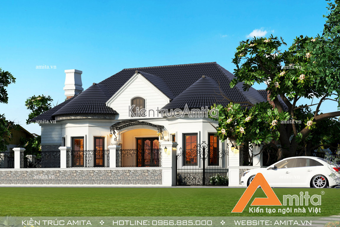 Mẫu biệt thự vườn 1 tầng phong cách châu Âu