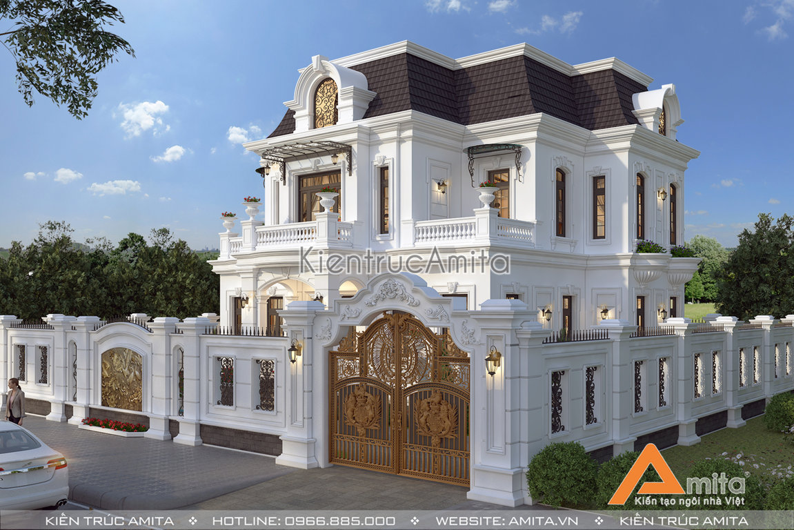 Mẫu biệt thự dinh thự 2 tầng sang trong