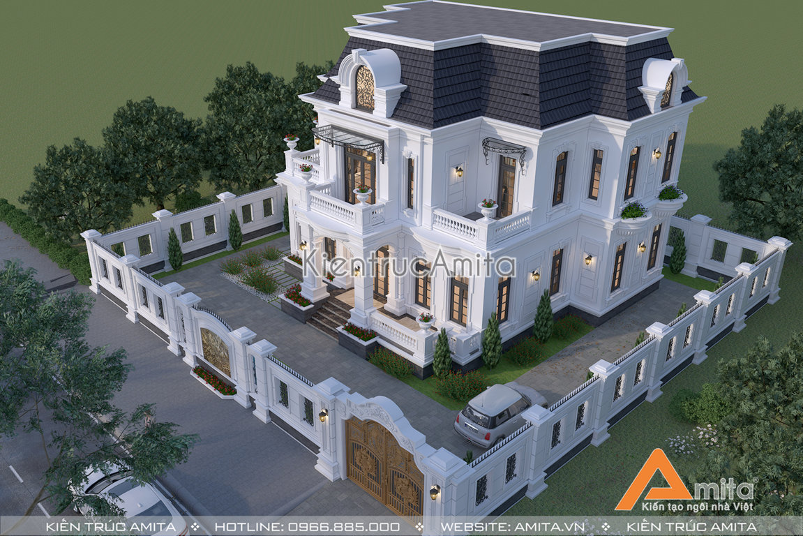 Mẫu biệt thự dinh thự 2 tầng sang trong