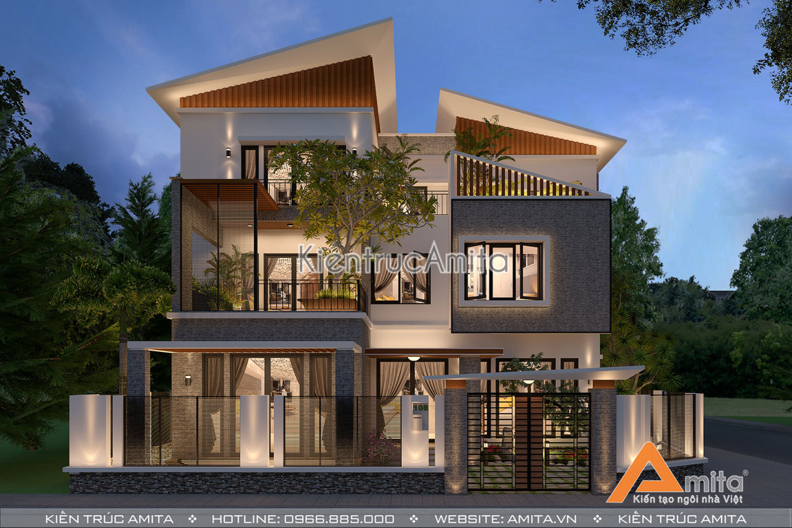 Mẫu biệt thự 3 tầng với thiết kế ấn tượng