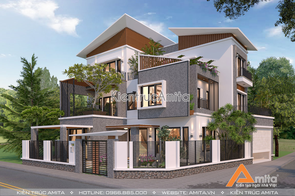 Mẫu biệt thự 3 tầng với thiết kế ấn tượng