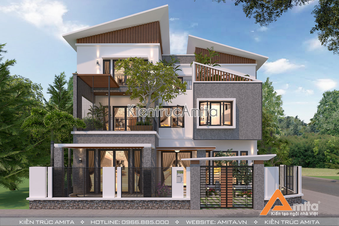 Mẫu biệt thự 3 tầng với thiết kế ấn tượng