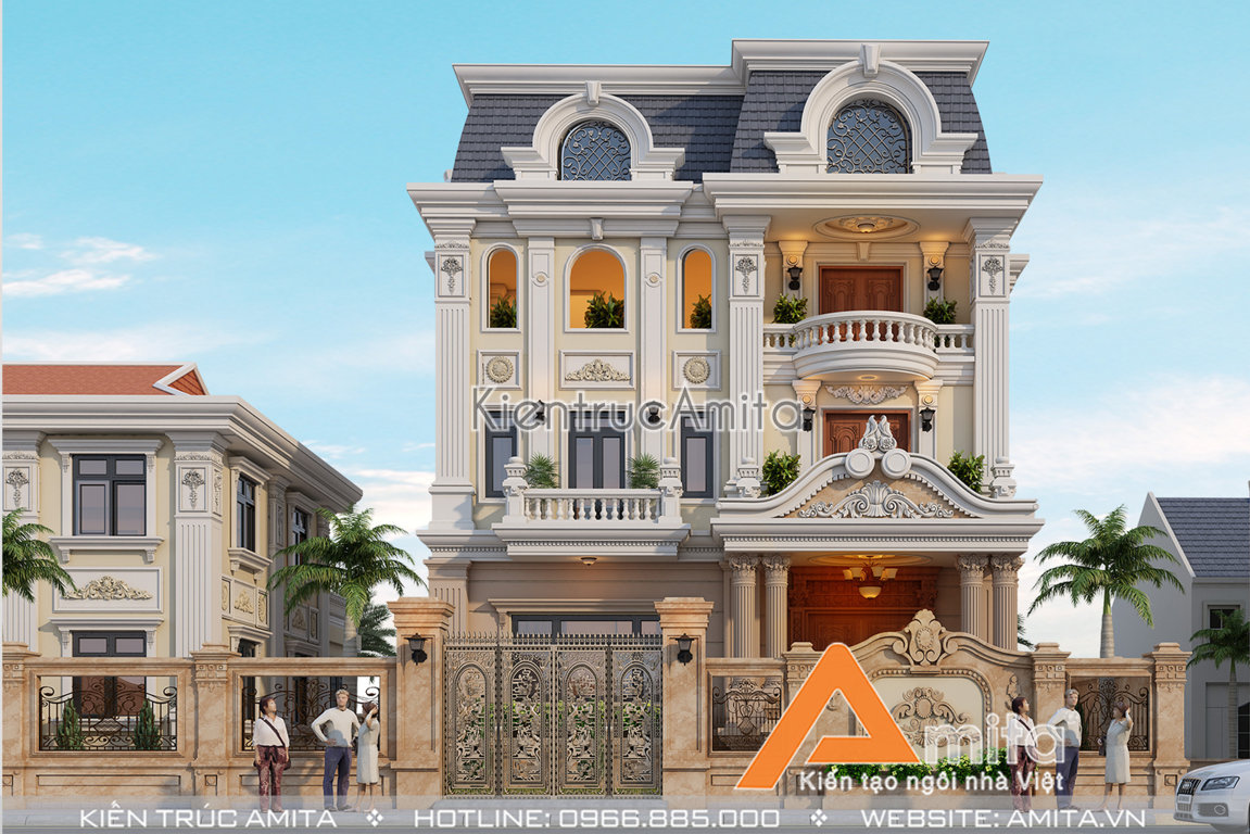 Mẫu biệt thự tân cổ điển 3 tầng kiểu Pháp