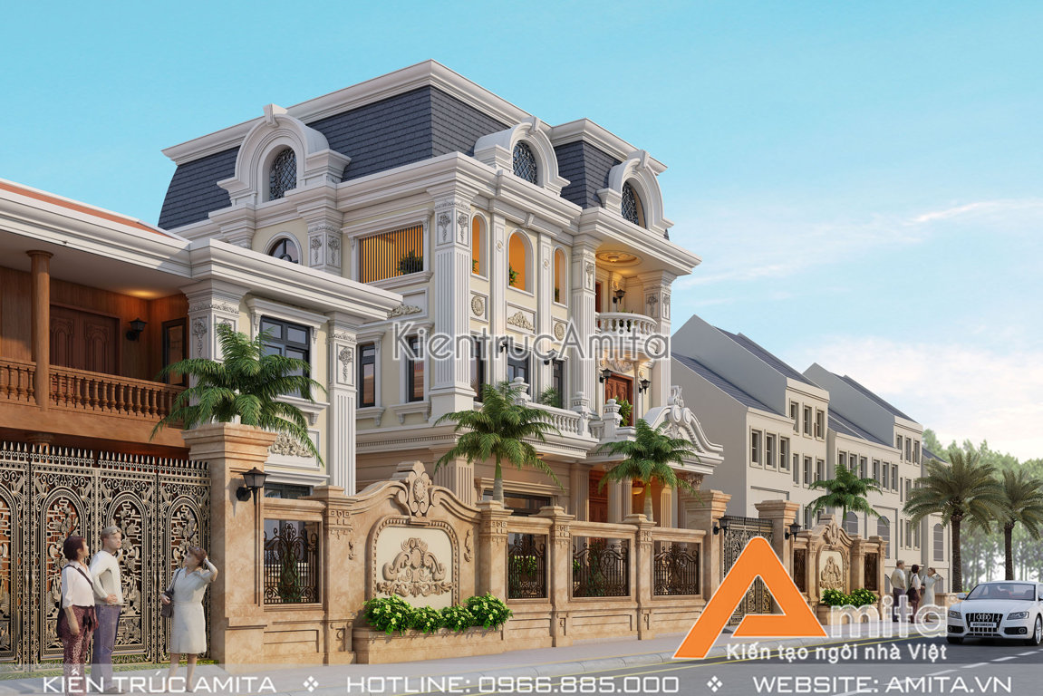 Mẫu biệt thự tân cổ điển 3 tầng kiểu Pháp