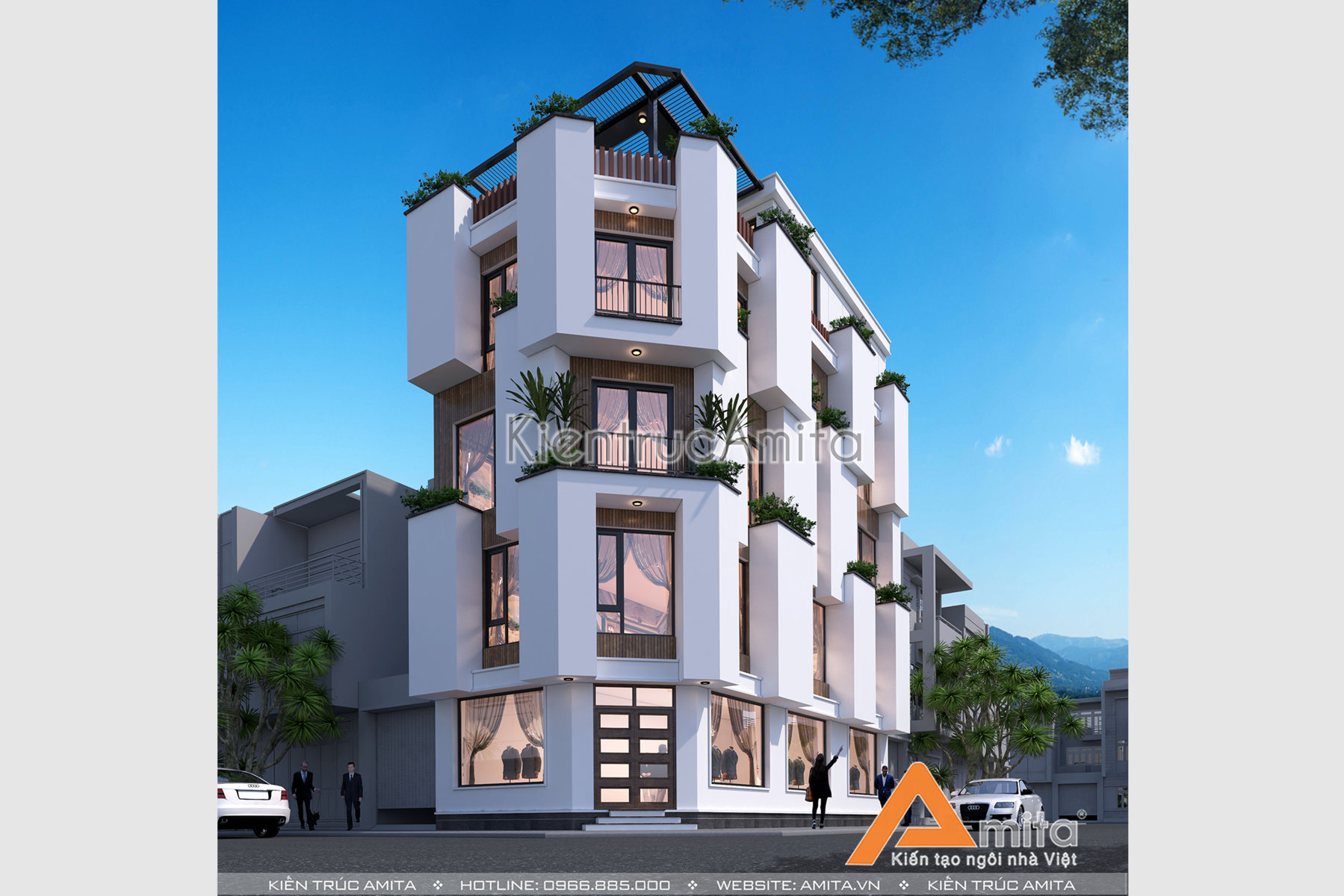 Mẫu thiết kế homestay 5 tầng hiện đại