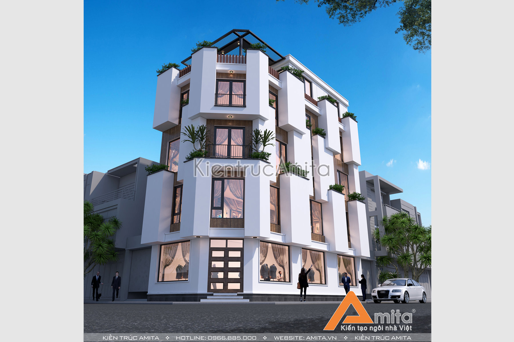 Mẫu thiết kế homestay 5 tầng hiện đại