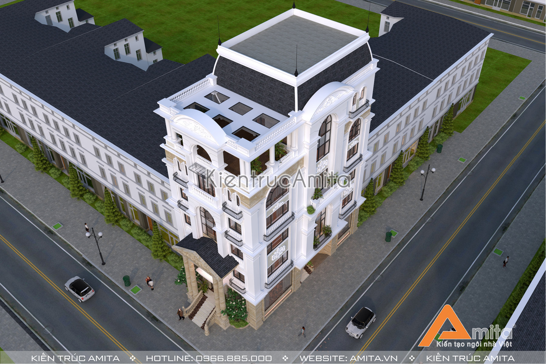 Mẫu nhà phố kết hợp văn phòng cho thuê phong cách Pháp