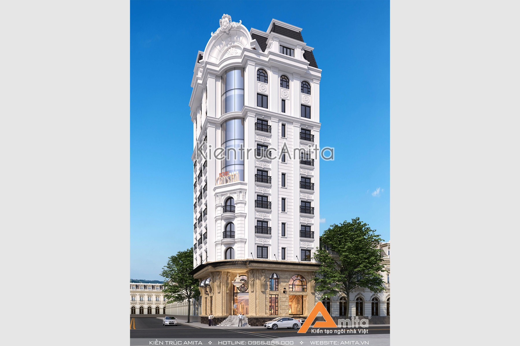 Thiết kế khách sạn kiến trúc tân cổ điển Pháp