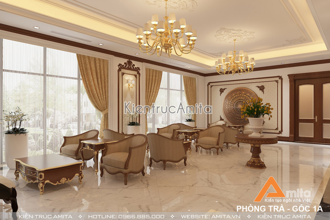 Thiết kế nội thất phòng ăn tân cổ điển đẹp 