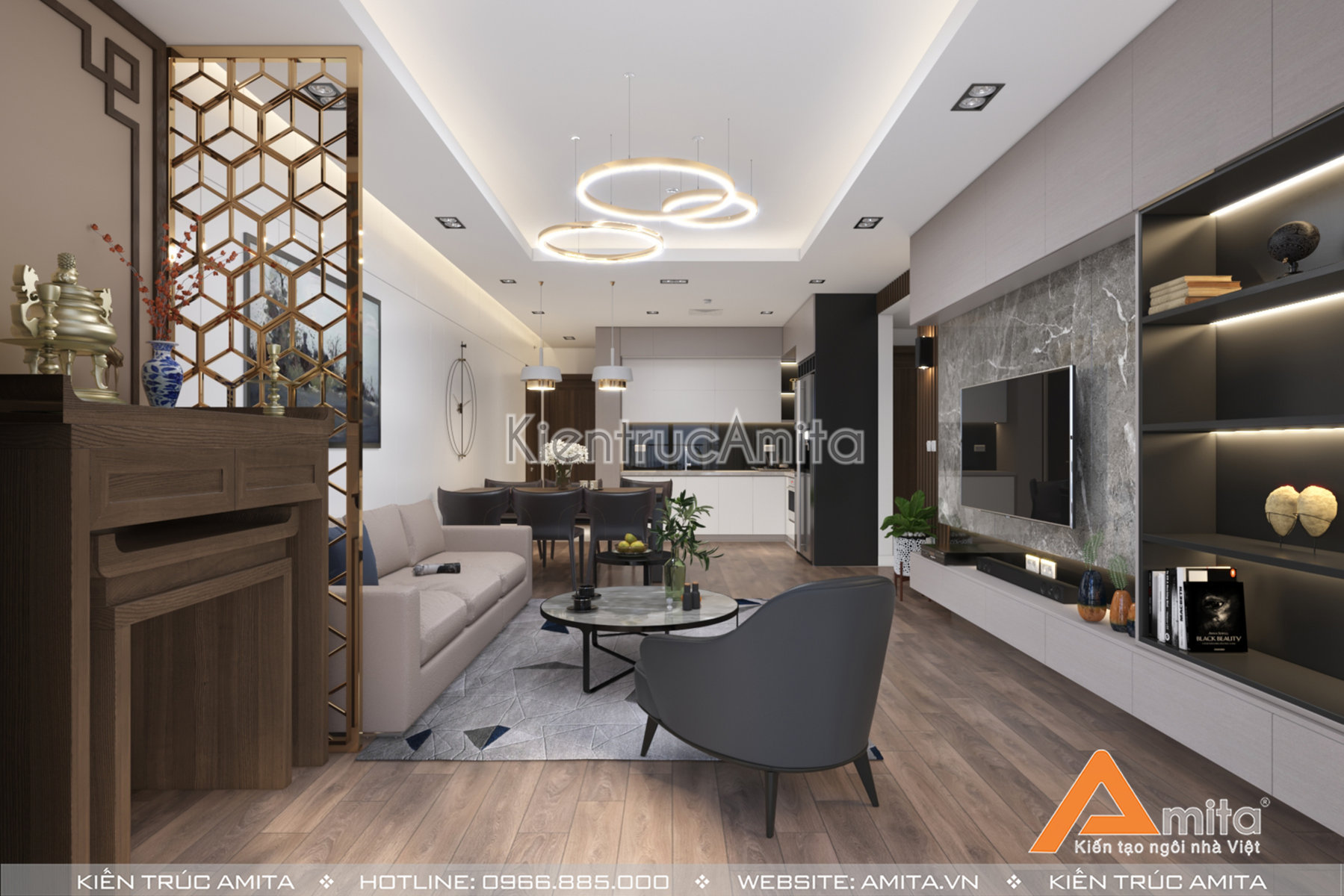 Mẫu thiết kế nội thất chung cư 3 phòng ngủ 