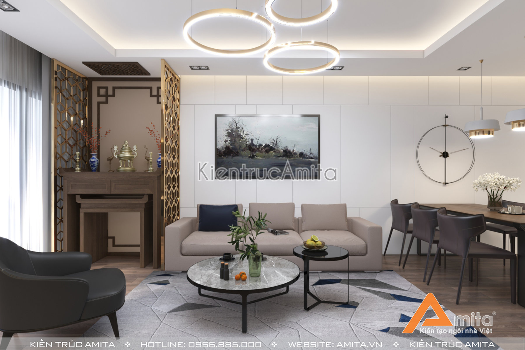 Mẫu thiết kế nội thất chung cư 3 phòng ngủ 