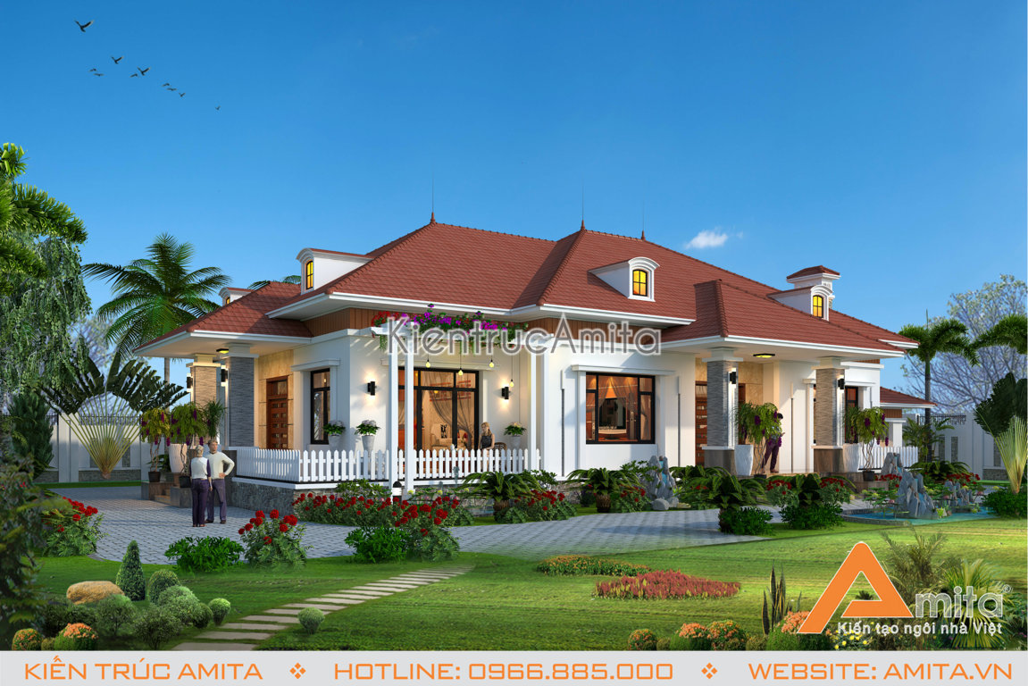 Mẫu thiết kế biệt thự vườn 1 tầng phong cách hiện đại