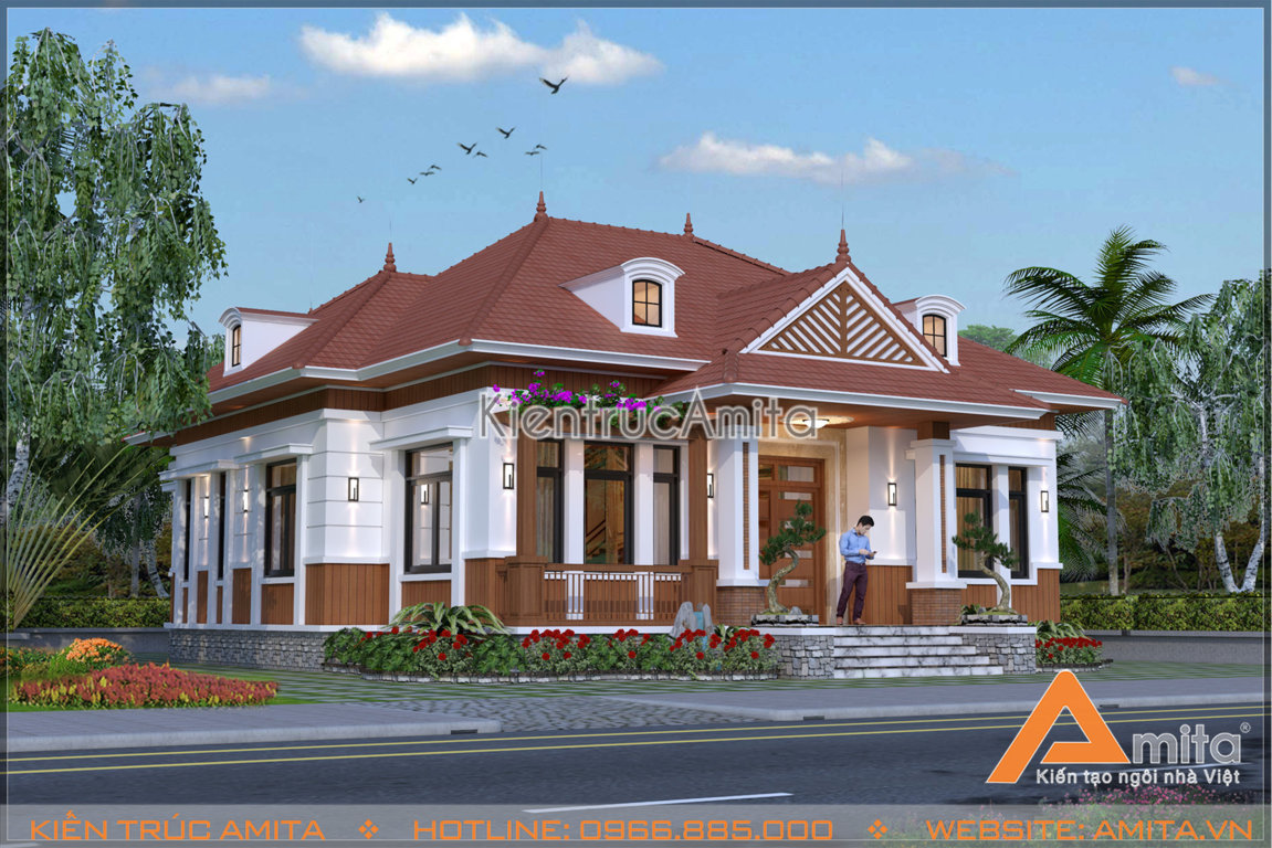 Mẫu thiết kế biệt thự vườn 1 tầng phong cách hiện đại