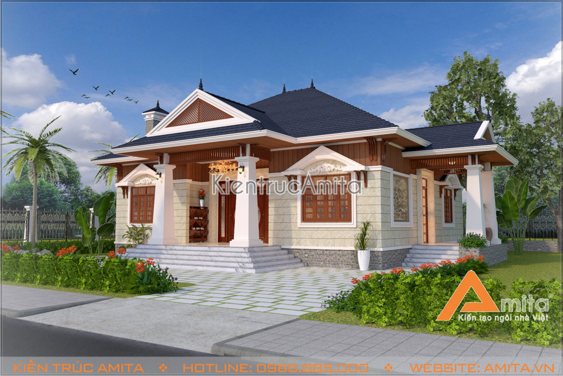 Mẫu thiết kế biệt thự vườn 1 tầng phong cách hiện đại