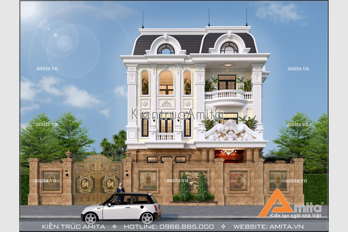 Thiết kế biệt thự 3 tầng kiểu Pháp