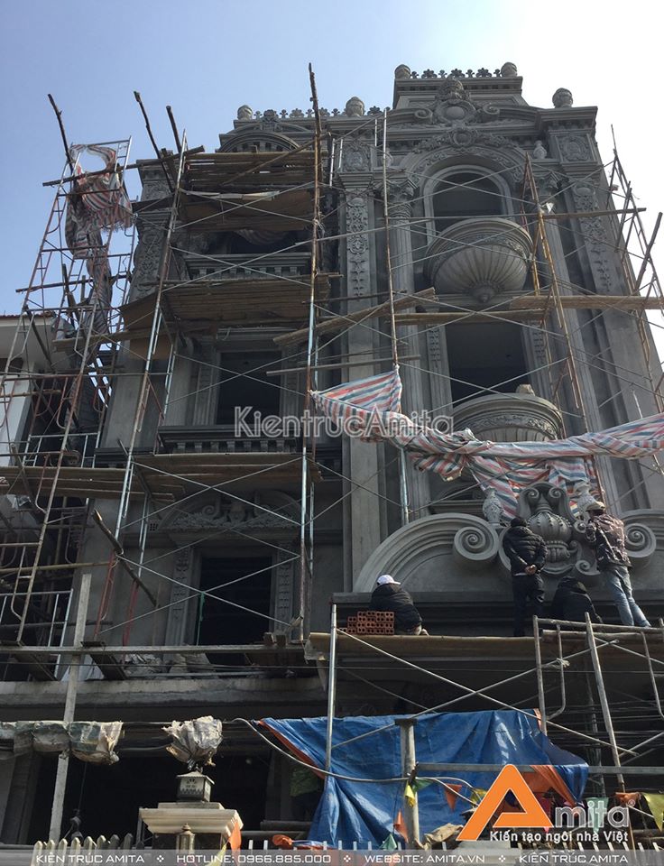 Giám sát thi công biệt thự 4 tầng tân cổ điển