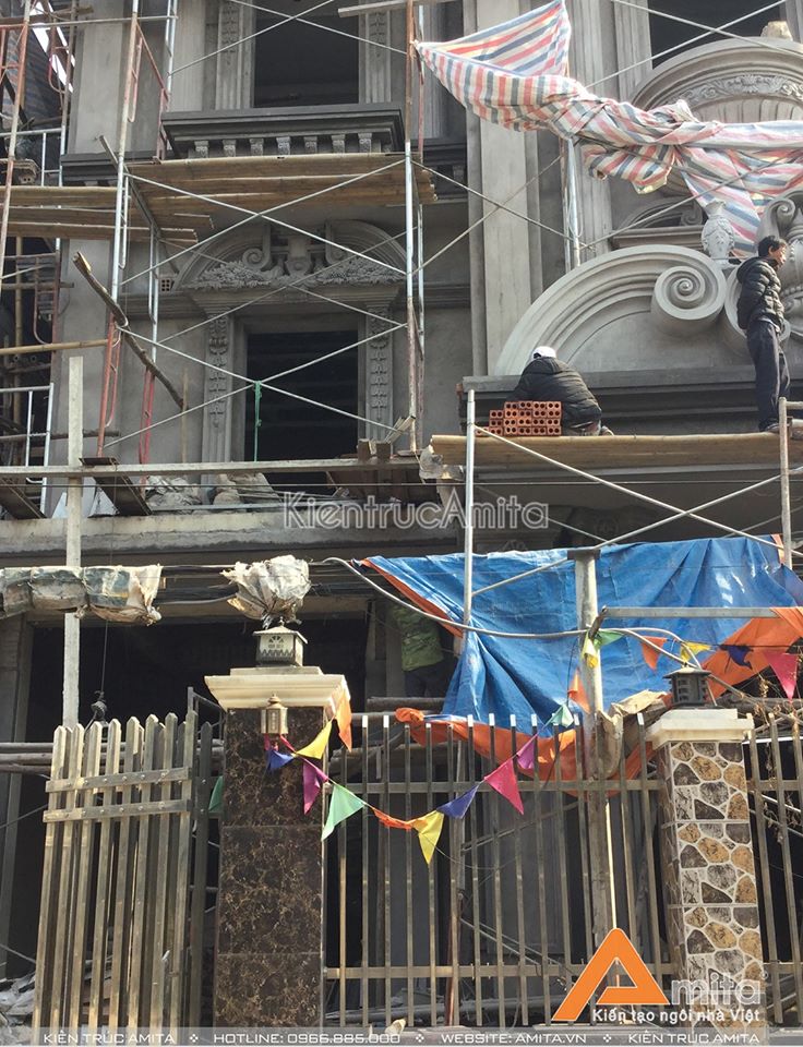 Giám sát thi công biệt thự 4 tầng tân cổ điển