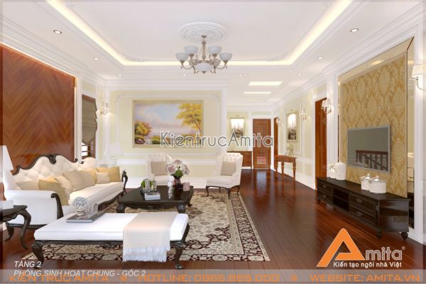 Mẫu thiết kế nội thất tân cổ điển cực đẹp (CĐT: ông Kỹ - Phú Thọ) NT12003