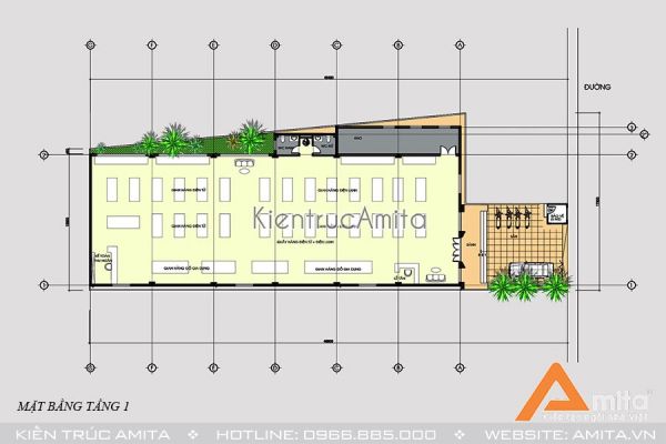 Mẫu thiết kế siêu thị mini 1 tầng tại Hà Nội (CĐT: ông Toàn) KT11017