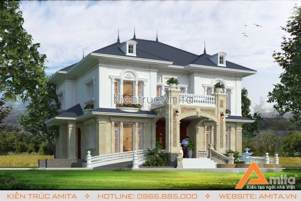 Mẫu biệt thự tân cổ điển 2 tầng đẹp sang trọng (CĐT: ông Trường - Hà Nội) BT22079