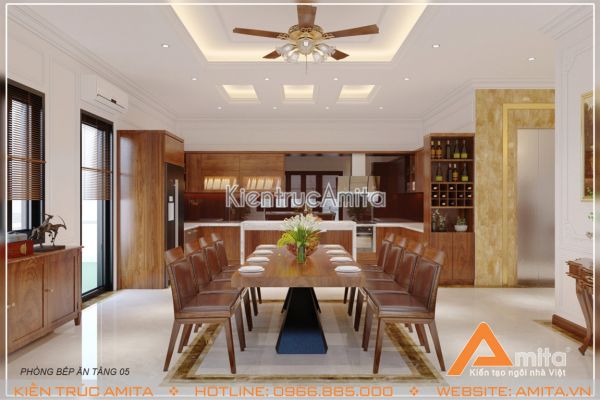 Thiết kế nội thất biệt thự tân cổ điển đẹp (CĐT: bà Long - Hà Nội) NT12009