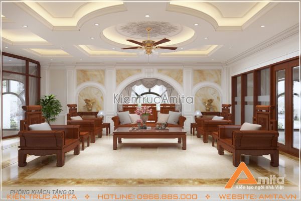 Thiết kế nội thất biệt thự tân cổ điển đẹp (CĐT: bà Long - Hà Nội) NT12009