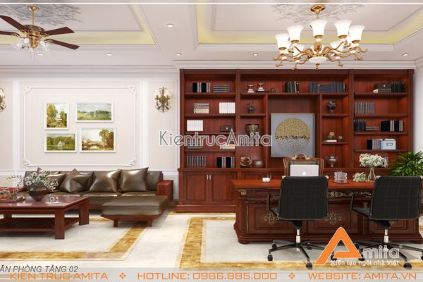 Thiết kế nội thất biệt thự tân cổ điển đẹp (CĐT: bà Long - Hà Nội) NT12009