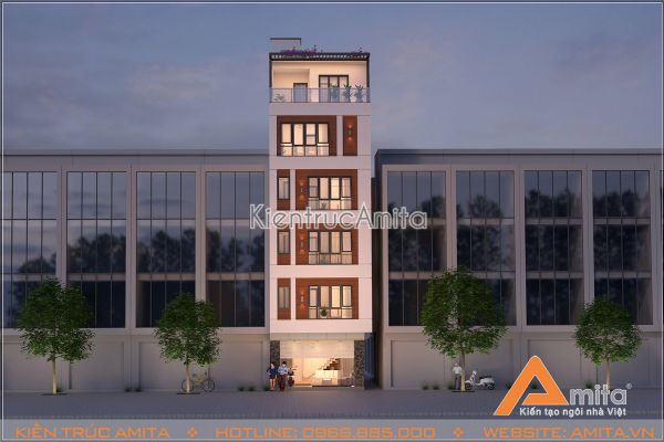 Mẫu thiết kế nhà phố hiện đại 6 tầng tại Hà Nội - KT61035